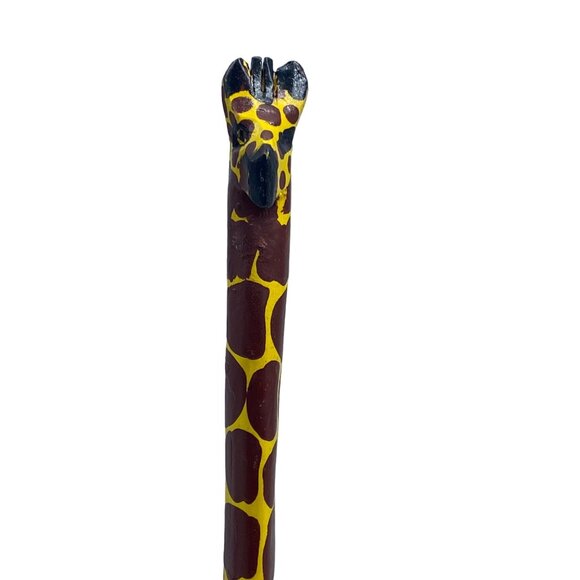 Africa Kenya Artisan Handmade Giraffe Calabash Gourd Maraca 13" Jacaranda Handle - Picture 2 of 6